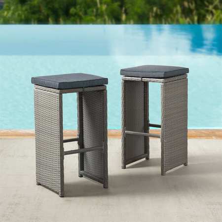 ALATERRE FURNITURE Asti All-Weather Wicker Set of Six 30"H Pub Stools with Cushions AWWF08FF